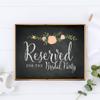 Andaz Press Wedding Party Signs, Chalkboard Pink Coral Floral Roses Print, 8.5x11-inch, Reserved for the Bridal Party, 1-Pack view 2