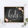 Andaz Press Wedding Party Signs, Chalkboard Pink Coral Floral Roses Print, 8.5x11-inch, Kids Table Sign, 1-Pack view 2