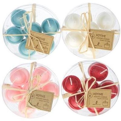 6 pcs Scented Votive Candle in Round Clear Box - Asst, CASE OF 48