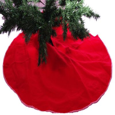48" Red Tree Skirt with Candy Cane Striped Border