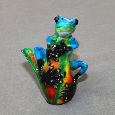 Gorgeous Bronze Sitting Pretty Frog Figurine Statue Sculpture Art/Limited Edition/Signed & Numbered (Blue)