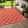 Oriental Weavers Meridian Indoor/Outdoor Rug - 1295R - 3'7" x 5'6" - in Red/Ivory - Moroccan Style, Water, Stain and Fade Resistant, Hose Clean, Patio, Outdoor Living Area Rug view 1