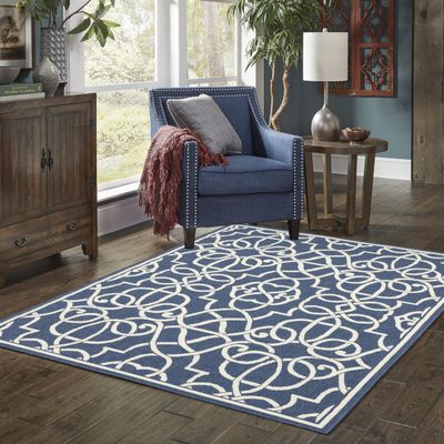 Oriental Weavers Meridian Area Rug, 4x6, Navy/Ivory