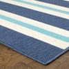 Oriental Weavers Meridian Indoor/Outdoor Rug - 5701B - 3'7" x 5'6" - in Blue/Ivory - Nautical & Coastal, Water, Stain and Fade Resistant, Hose Clean, Patio, Outdoor Living Area Rug view 4