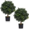 Silk Tree Warehouse Two 2 Foot Outdoor Artificial Boxwood Ball Topiary Bushes Potted Plants 16 inches Wide by Bagari view 1