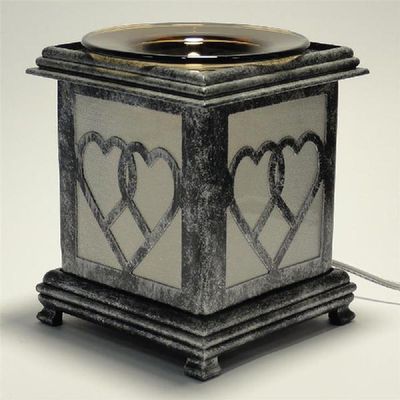Antique Silver Metal Oil Warmer or Tart Burner with Free Pack Tart Melts and Free Replacement Bulb