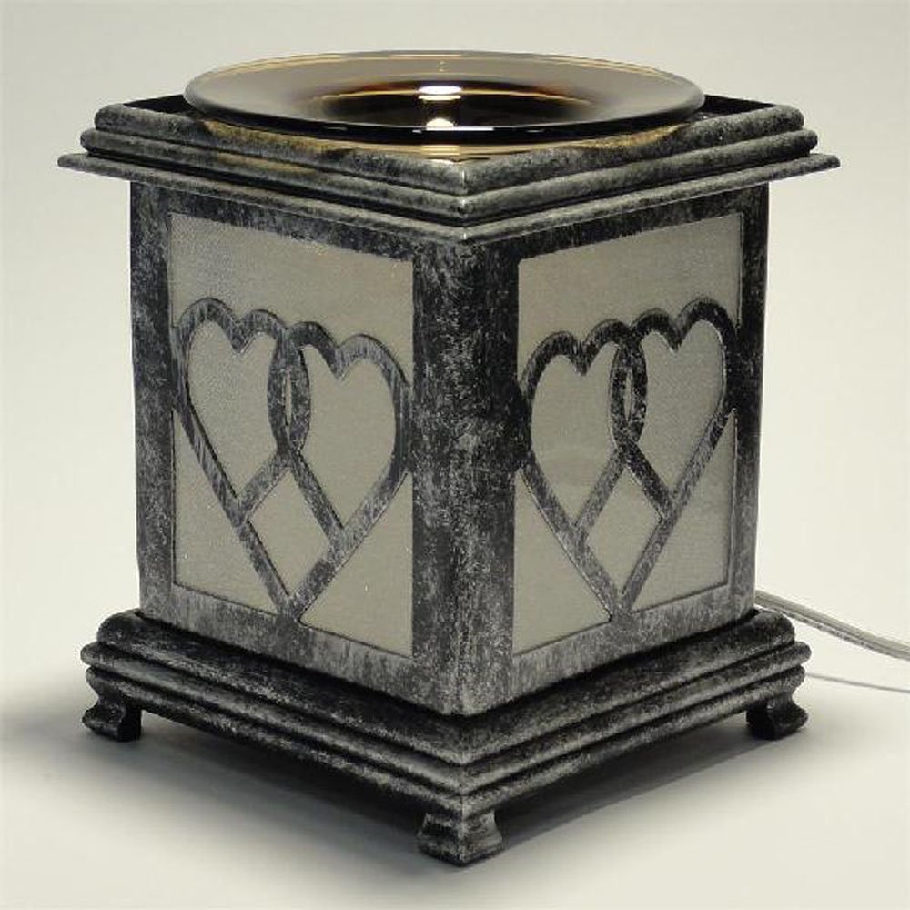 Antique Silver Metal Oil Warmer or Tart Burner with Free Pack Tart Melts and Free Replacement Bulb