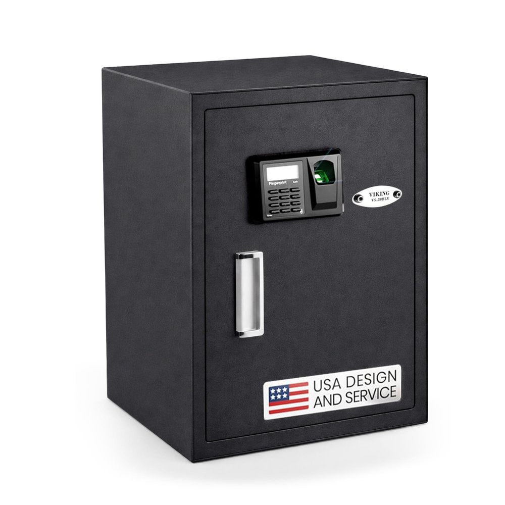 Viking Security Safe Large Biometric Safe  Quick-Access Fingerprint, PIN & Key Entry, Heavy-Duty Steel with Anti-Pry Door, Adjustable Shelves, Interior LED Light VS-50BLX