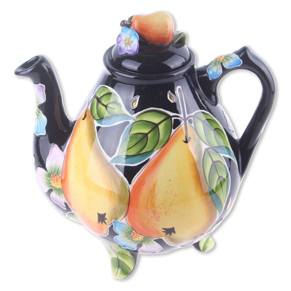 Blue Sky Ceramic Pear Teapot, 8.5 x 6.8 x 8"