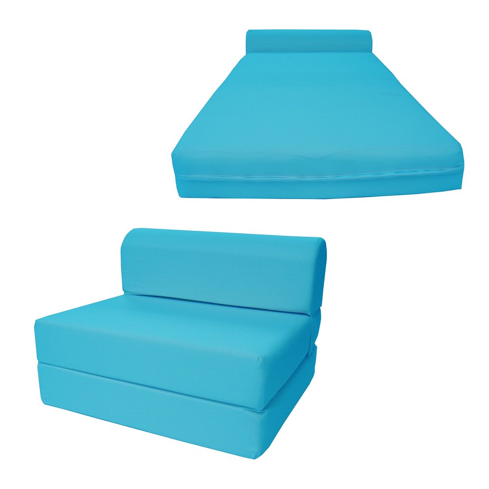 D&D Futon Furniture Sleeper Chair Folding Foam Bed, Portable Studio Guest Sofa Beds 6 x 32 x 70 Turquoise