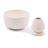 BambooMN Brand - Matcha Ceramic Set - Matcha Bowl and Whisk Holder - 2 Sets White view 1