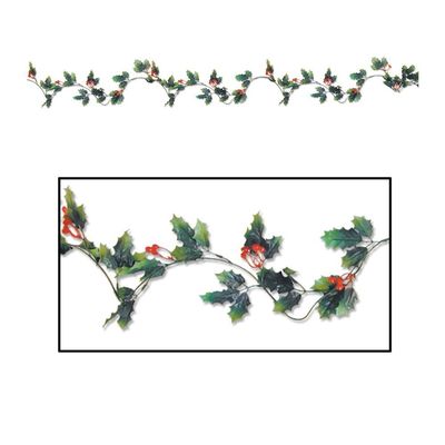 Beistle Christmas Party Decoration Holly and Berry Garland 6' - 12 Pack (1/Pkg)