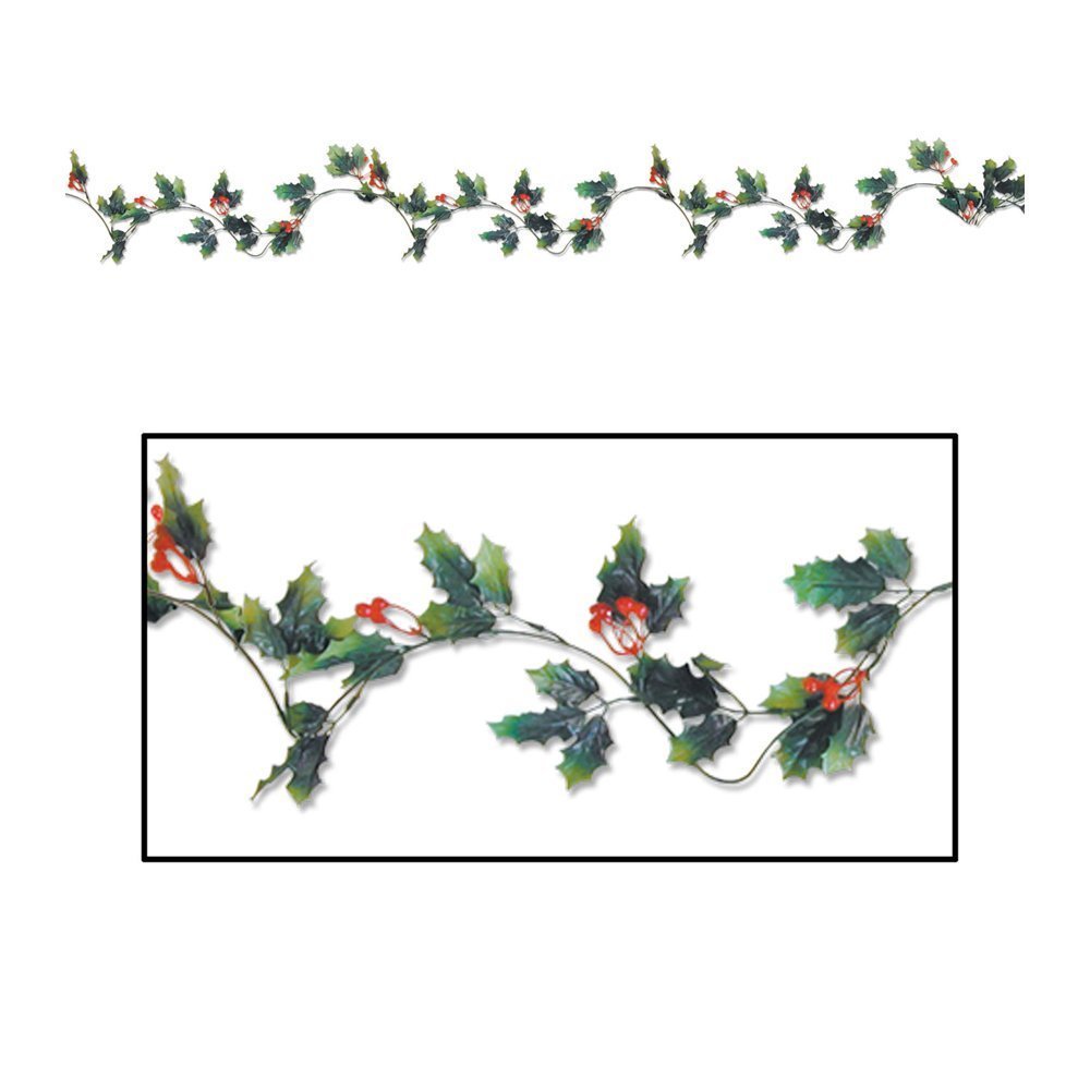 Beistle Christmas Party Decoration Holly and Berry Garland 6' - 12 Pack (1/Pkg)