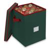 Primode Christmas Ornament Storage Box with 4 Trays, Holds Up to 64 Ornaments Decoration Balls, Holiday Storage Container with Dividers, Constructed of Durable 600D Oxford Material (Green) view 1