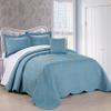 Home Soft Things Damask 4 Piece Bedspread Set, Scalloped Edge Reversible Coverlet Comforter Prewashed Bedding Set, Matelasse Embossed Floral Solid Pattern,Forget Me Not Oversize Queen(110" x 120") view 1