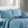 Home Soft Things Damask 4 Piece Bedspread Set, Scalloped Edge Reversible Coverlet Comforter Prewashed Bedding Set, Matelasse Embossed Floral Solid Pattern,Forget Me Not Oversize Queen(110" x 120") view 3