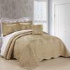Home Soft Things Damask 4 Piece Bedspread Set, Scalloped Edge Reversible Quilt Coverlet Comforter Prewashed Bedding Set, Matelasse Embossed Floral Solid Pattern,Incense Oversize King(120" x 120") view 1