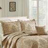 Home Soft Things Damask 4 Piece Bedspread Set, Scalloped Edge Reversible Quilt Coverlet Comforter Prewashed Bedding Set, Matelasse Embossed Floral Solid Pattern,Incense Oversize King(120" x 120") view 2