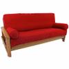 Blazing Needles Solid Twill 8" to 9" Futon Cover Set with 2 Bolster Pillows (Set of 3), Full, Red view 1