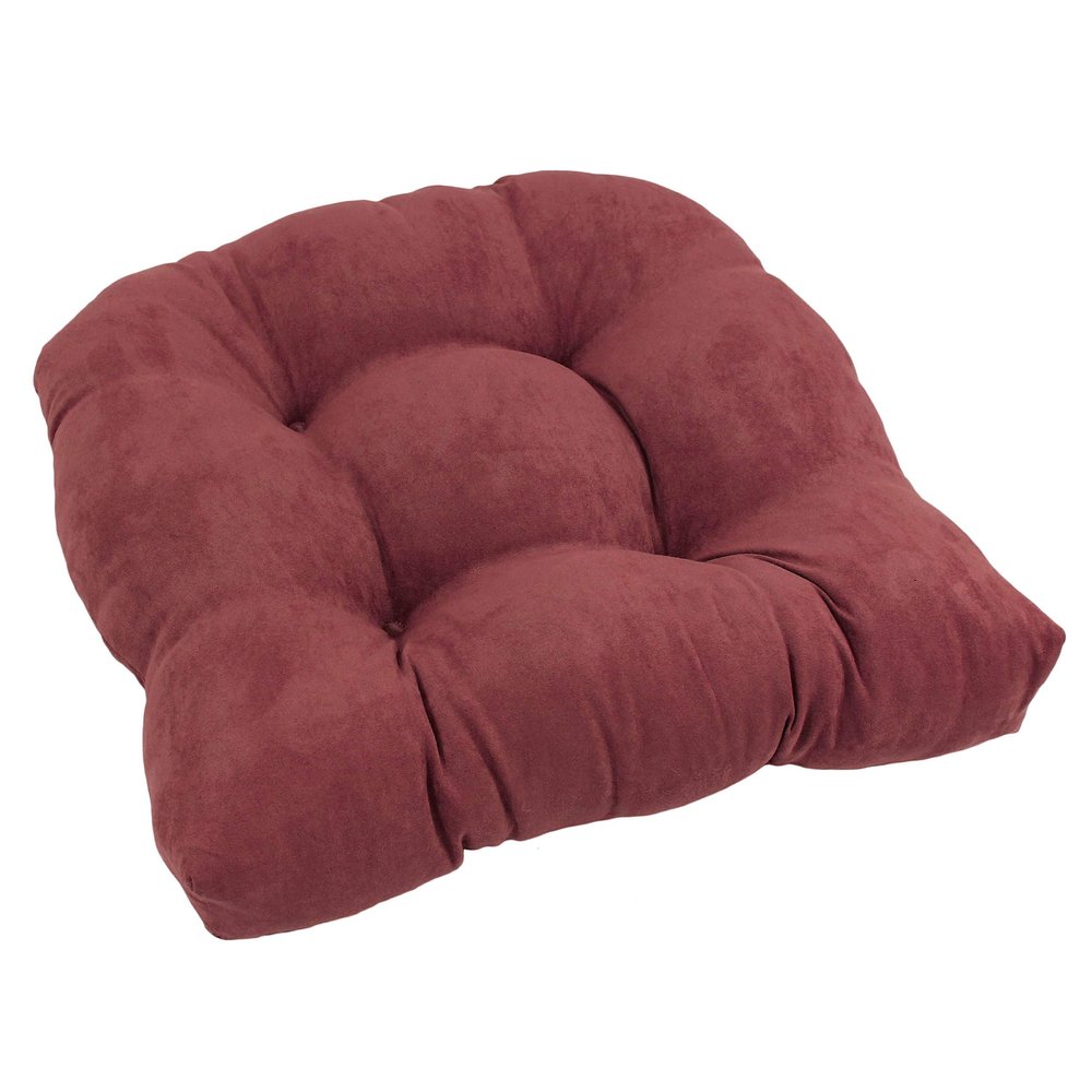 Blazing Needles Microsuede Rounded Back Chair Cushion,Red Wine, 19" x 19" 1 Count