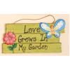 Worth Imports Hanging Wood Garden Sign with Butterfly, 7" view 1