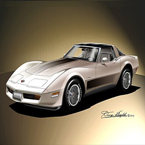 1982 Corvette 30TH Anniversary with BFGOODRICH Tires - Art Print Poster by Artist Danny Whitfield - Size 20 X 30