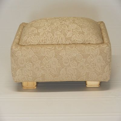 Chicago Stool and Ottoman Co Deco Footstool (Ivory Floral Damask)