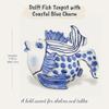 Blue Sky Ceramic Delft Fish Teapot, 10 x 6.5 x 7.75" view 3