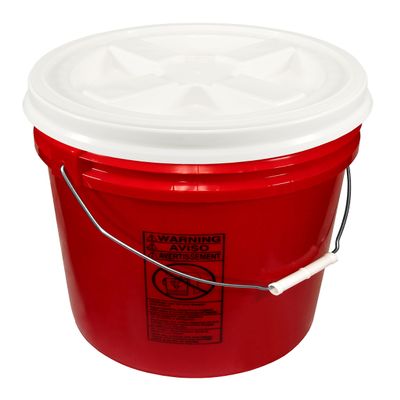Bucket Kit, One Red 5 Gallon Bucket 90 mil with White Gamma Seal Lid