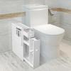 Organizedlife Narrow Side Table with Paper Holder Organizer for Small Spaces,Freestanding Bathroom Cabinet, Without Assembly White view 2