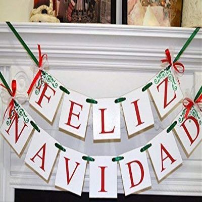 Feliz Navidad Banner, Christmas Banner, Spanish Christmas Decoration, Christmas Garland Bunting, Holiday Garland, Merry Christmas banner