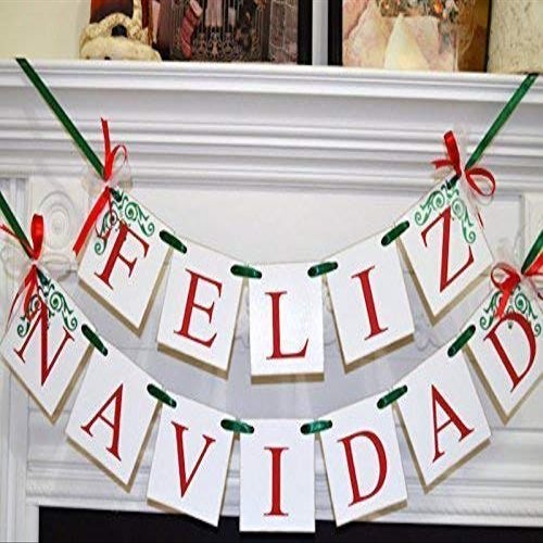 Feliz Navidad Banner, Christmas Banner, Spanish Christmas Decoration, Christmas Garland Bunting, Holiday Garland, Merry Christmas banner
