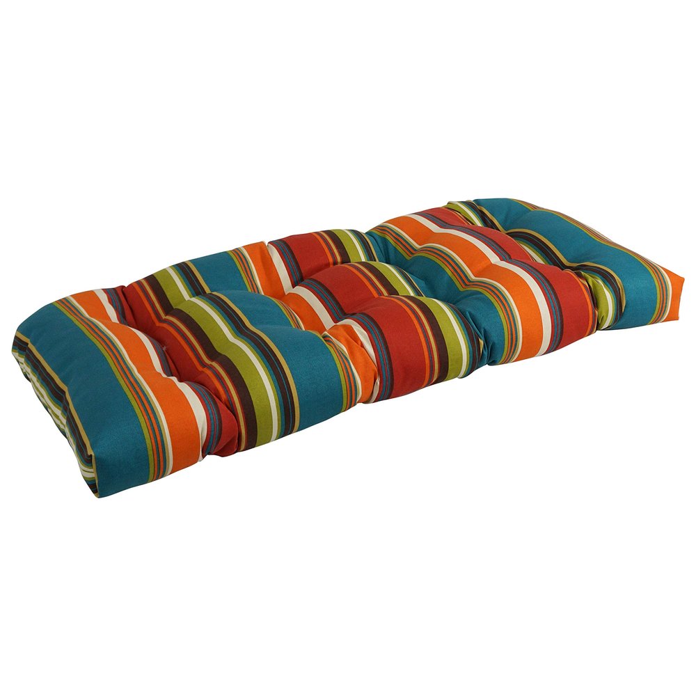 Blazing Needles Outdoor Rounded Back Loveseat Cushion, 42" x 19", Westport Teal 1 Count