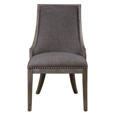 MY SWANKY HOME Curved Charcoal Gray Sling Back Side Chair | Dining Accent Contemporary