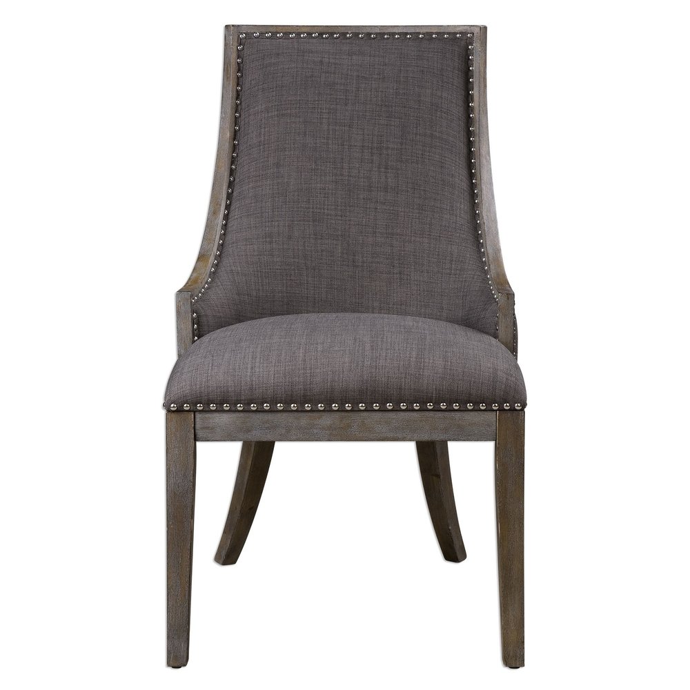 MY SWANKY HOME Curved Charcoal Gray Sling Back Side Chair | Dining Accent Contemporary