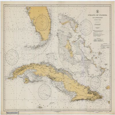 Straits of Florida & Cuba Historical Map 1933 (18"x24" Paper Print)