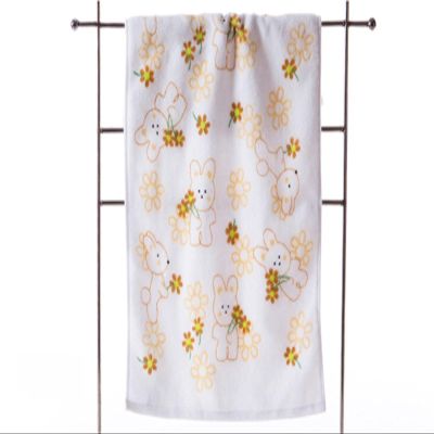 Hiibaby T1035 Pink/yellow Lovely Cartoon Rabbit Pattern Baby Kid Bathroom Hand Face Towels 50cm30cm Rectangular Cloth 100% Cotton Super Soft Touch First Class Product (Yellow)