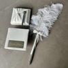 KateMelon Wedding Accessories Feather Pen with Holder, White view 3