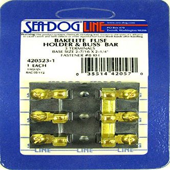 420523 Sea-Dog Line Bakelite Fuse Holder & Buss Bar 3 Terminals SURPLUS 132-1516