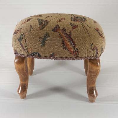 Chicago Stool and Ottoman Co Queen Anne Pictorial Tapestry Footstools (Fishing)