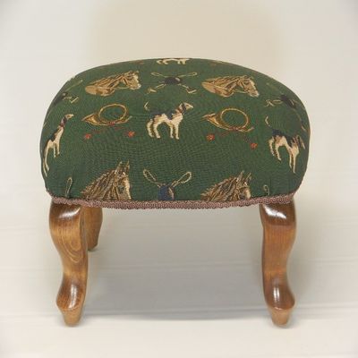 Chicago Stool and Ottoman Co Queen Anne Pictorial Tapestry Footstools (Horse God & Bugle)