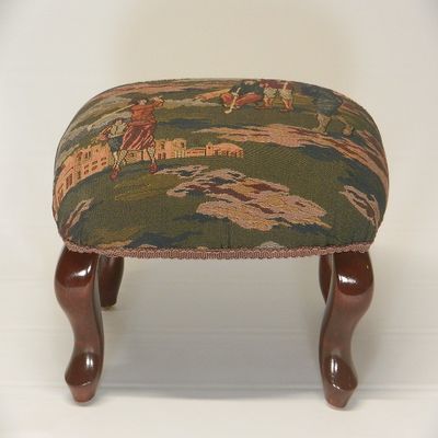 Chicago Stool and Ottoman Co Queen Anne Pictorial Tapestry Footstools (Golf)