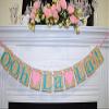 OOh La La Banner, Lace Lingerie Shower banner, Bachelorette Party banner, Bridal shower decor, bride to be - teal ivory pink lace garland view 1