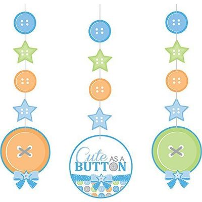 Cute as a Button Boy Dangling Party Decorations (3 ct) by Creative Converting