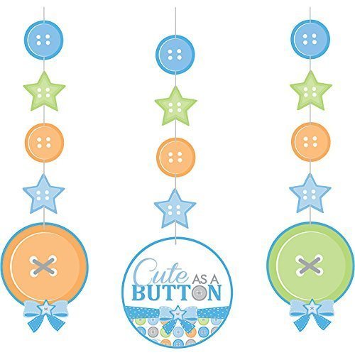 Cute as a Button Boy Dangling Party Decorations (3 ct) by Creative Converting