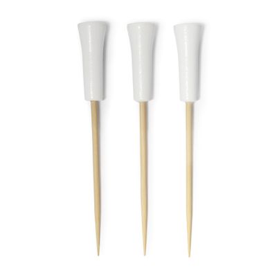 BambooMN Decorative Golf Tee Bamboo Cocktail Sandwich Skewer Picks - 3.5" - White - 300 Pieces