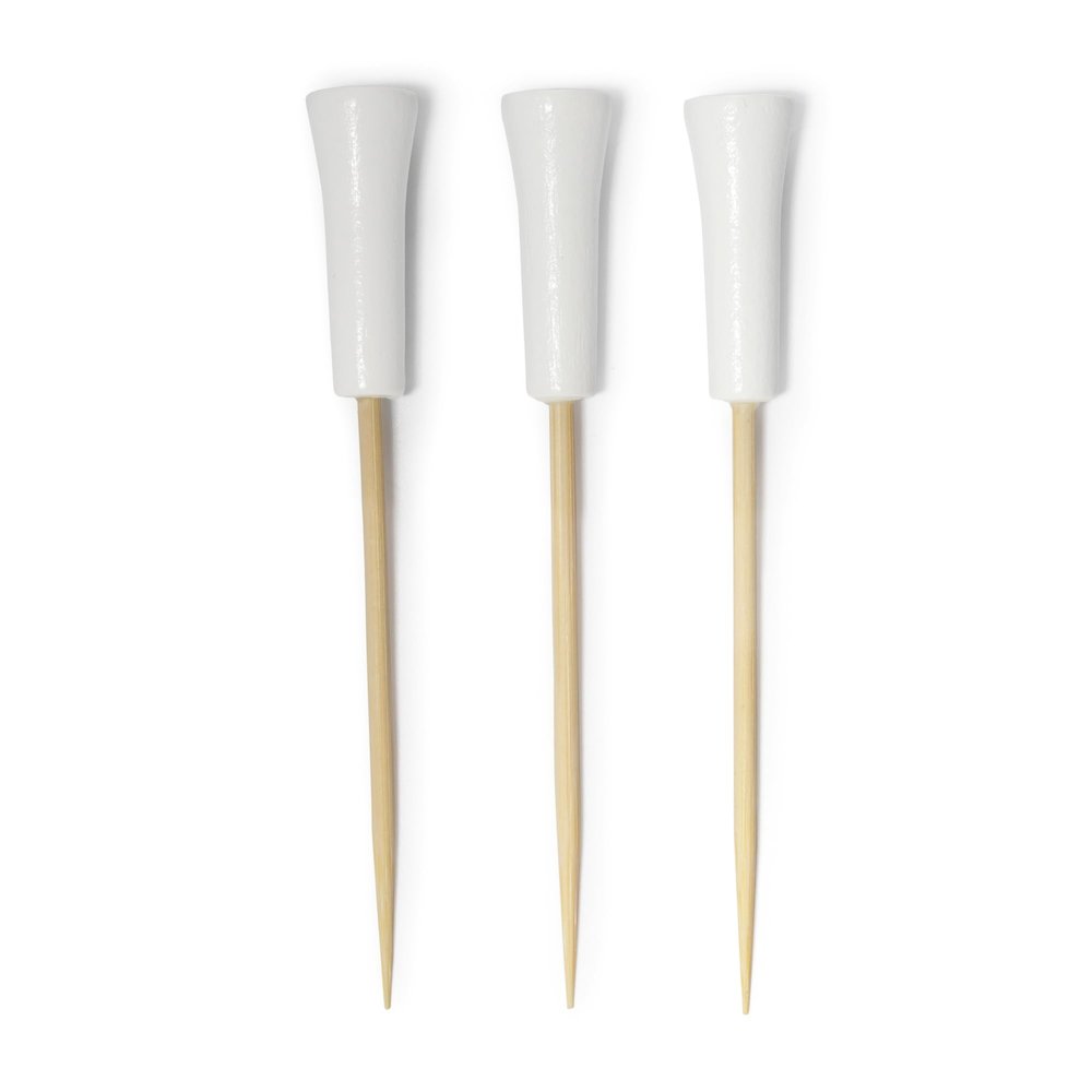 BambooMN Decorative Golf Tee Bamboo Cocktail Sandwich Skewer Picks - 3.5" - White - 300 Pieces