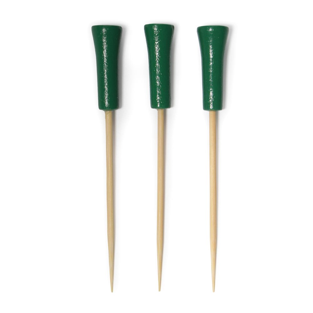 BambooMN Decorative Golf Tee Bamboo Cocktail Sandwich Skewer Picks - 3.5" - Green - 300 Pieces