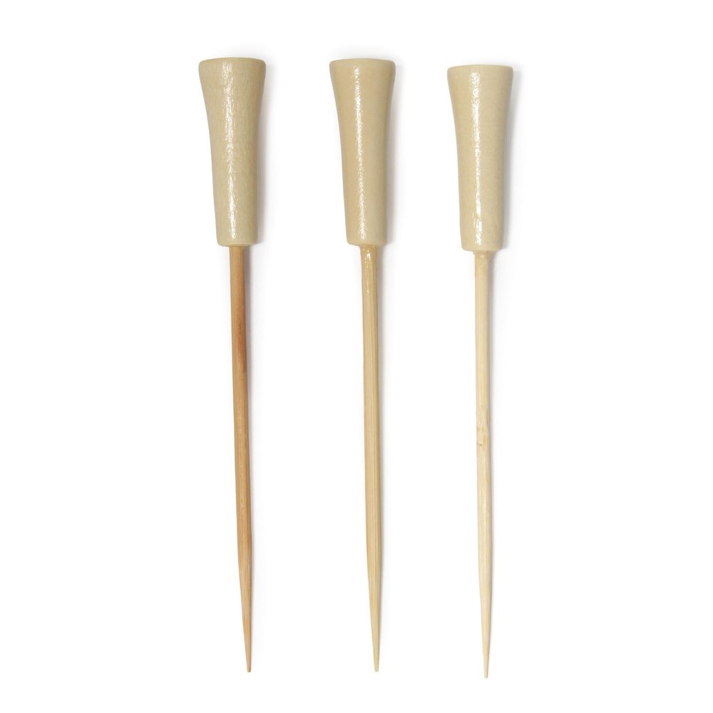 BambooMN Decorative Golf Tee Bamboo Cocktail Sandwich Skewer Picks - 3.5" - Natural - 300 Pieces