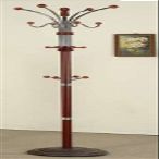 Six Foot Wood and Chrome Coat Rack Cherry Finish by Asia Direct